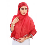 Generic Women's Cotton Silk Strips Printed Dupatta (Red, Length:2-2.4 mtr)