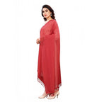 Generic Women's Cotton Silk Strips Printed Dupatta (Maroon, Length:2-2.4 mtr)