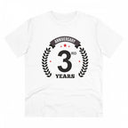 Generic Men's PC Cotton 3rd Anniversary Printed T Shirt (Color: White, Thread Count: 180GSM)