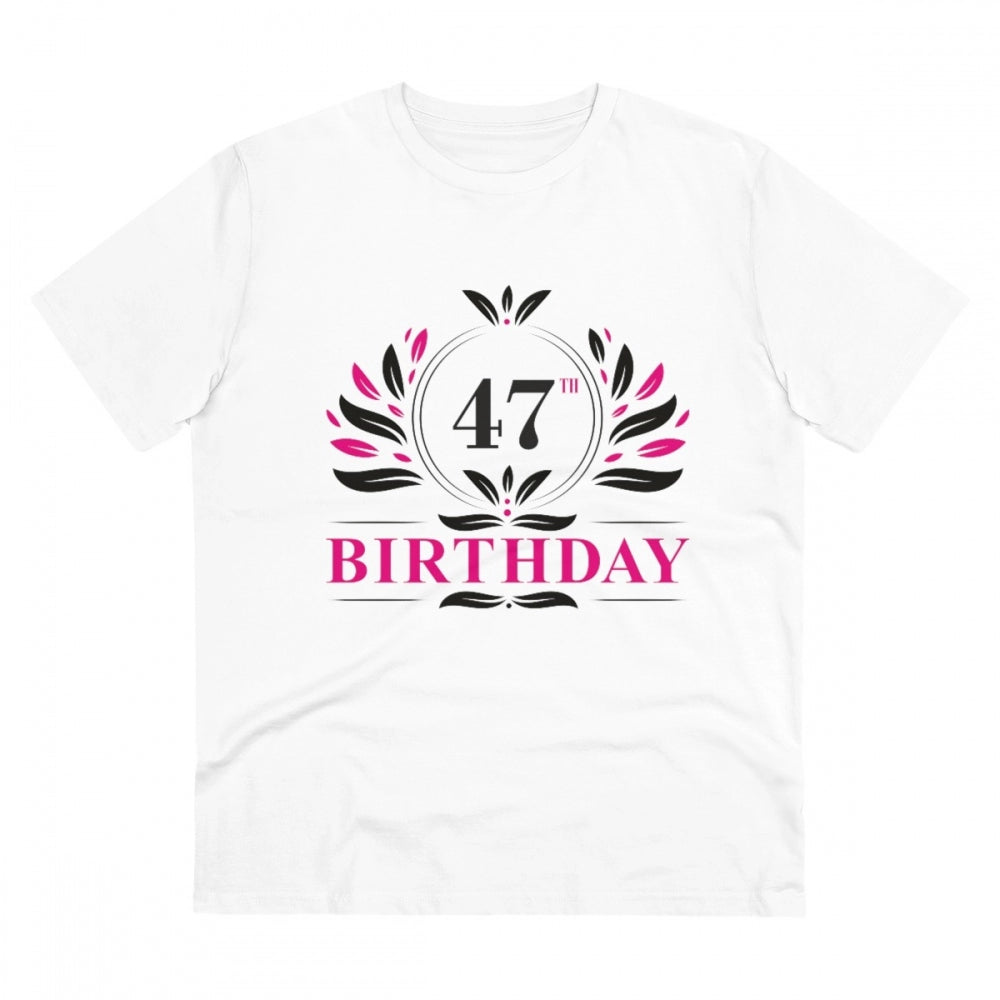 Generic Men's PC Cotton 47th Birthday Printed T Shirt (Color: White, Thread Count: 180GSM)