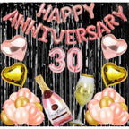 Generic 30Th Anniversary Rose Gold Foil Balloons With Happy Decoration Items Set (Rose Gold)