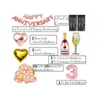 Generic 3Rd Anniversary Rose Gold Foil Balloons With Happy Decoration Items Set (Rose Gold)