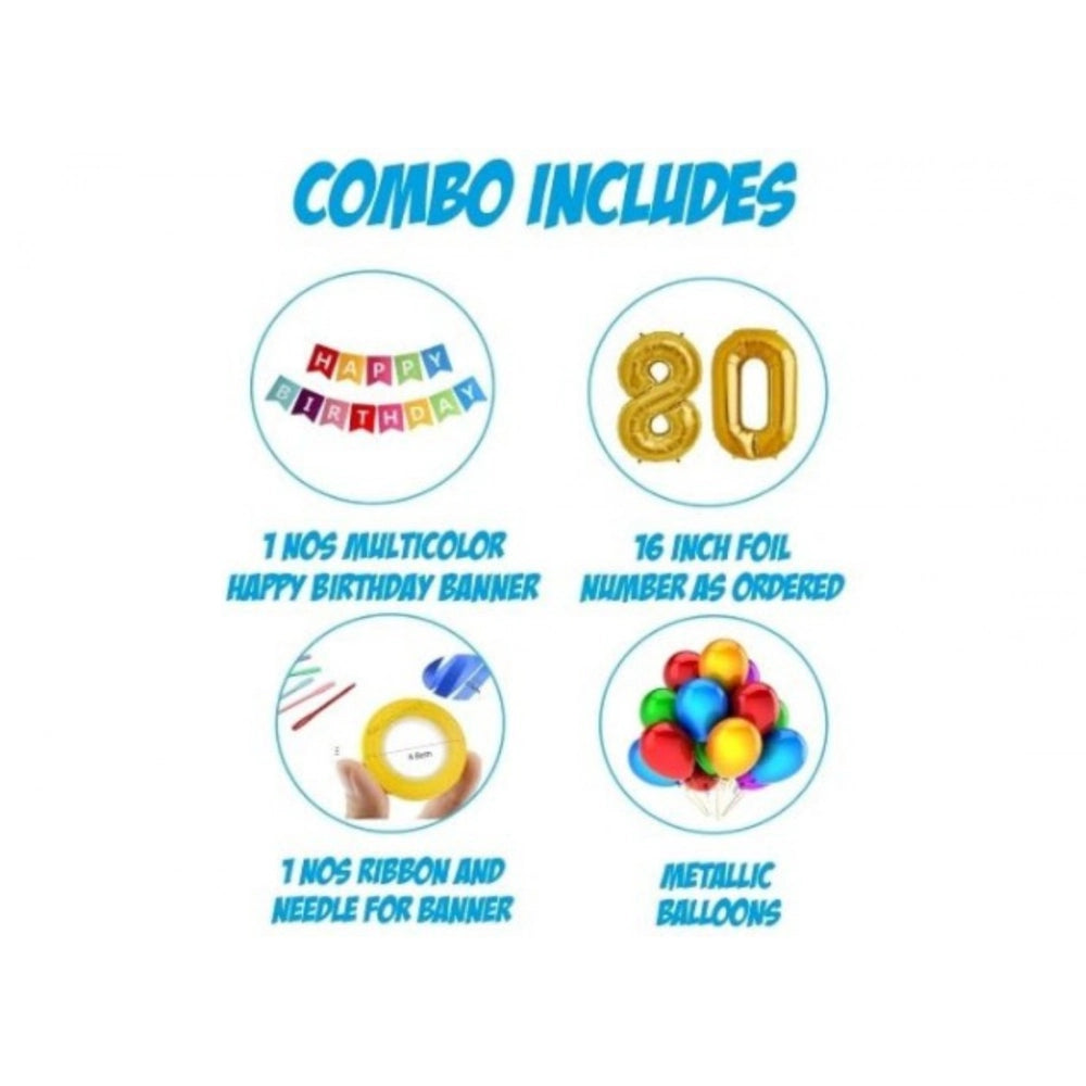 Generic 10Th Happy Birthday Decoration Combo With Multi Color Banner (Multicolor)