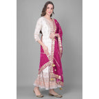 Generic Women's Velvet Gotta Patti Dupatta (Purple, Length: 2.25 to 2.50 Mtr)