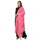 Generic Women's Velvet Gotta Patti Dupatta (Pink, Length: 2.25 to 2.50 Mtr)