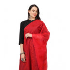 Generic Women's Cotton Embroidered Dupatta (Red, Length: 2.25 to 2.50 Mtr)