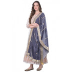 Generic Women's Velvet Gotta Patti Dupatta (Grey, Length: 2.25 to 2.50 Mtr)