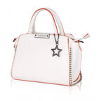 Generic Women's Faux Leather Metal Beads Handbag (White)