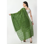 Generic Women's Chanderi Self Design Dupatta (Mehandi, Length: Free Size)