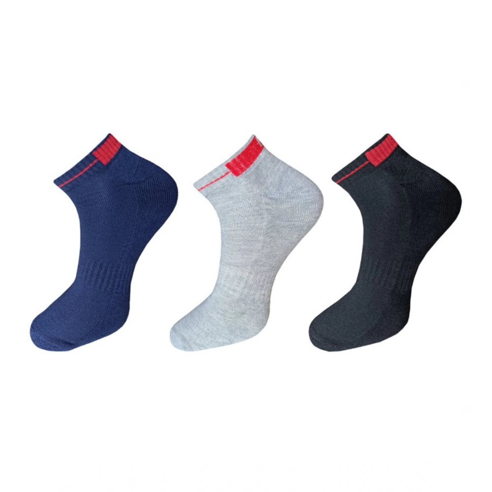 Generic 3_Pair Set Unisex Casual Cotton Solid Ankle Length Socks (Multicolor)