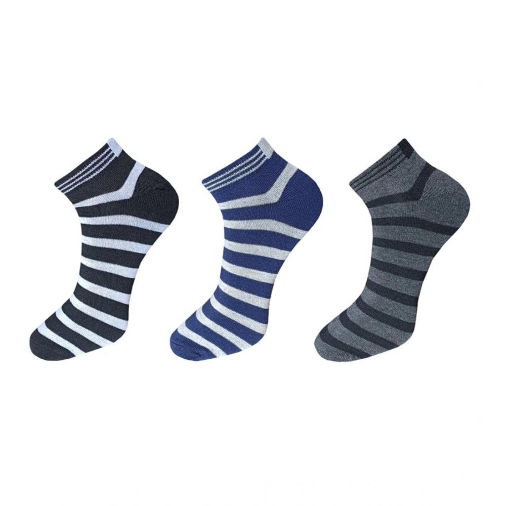 Generic 3_Pair Set Unisex Casual Cotton Solid Ankle Length Socks (Multicolor)