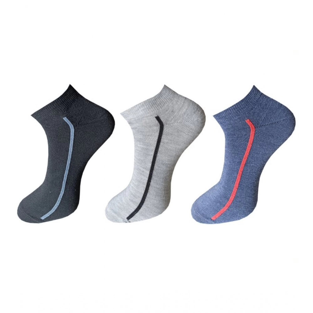 Generic 3_Pair Set Unisex Casual Cotton Solid Ankle Length Socks (Multicolor)
