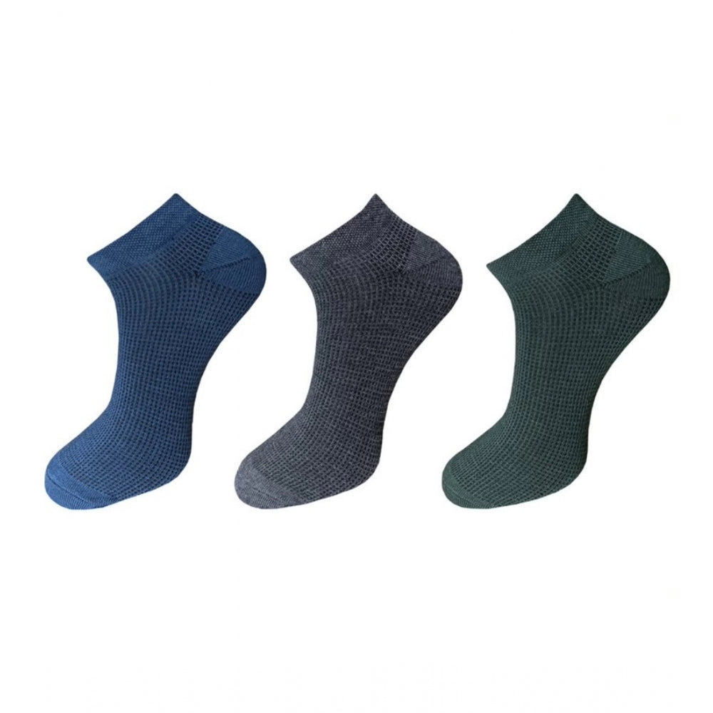 Generic 3_Pair Set Unisex Casual Cotton Solid Ankle Length Socks (Multicolor)
