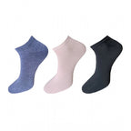 Generic 3_Pair Set Unisex Casual Cotton Solid Ankle Length Socks (Multicolor)