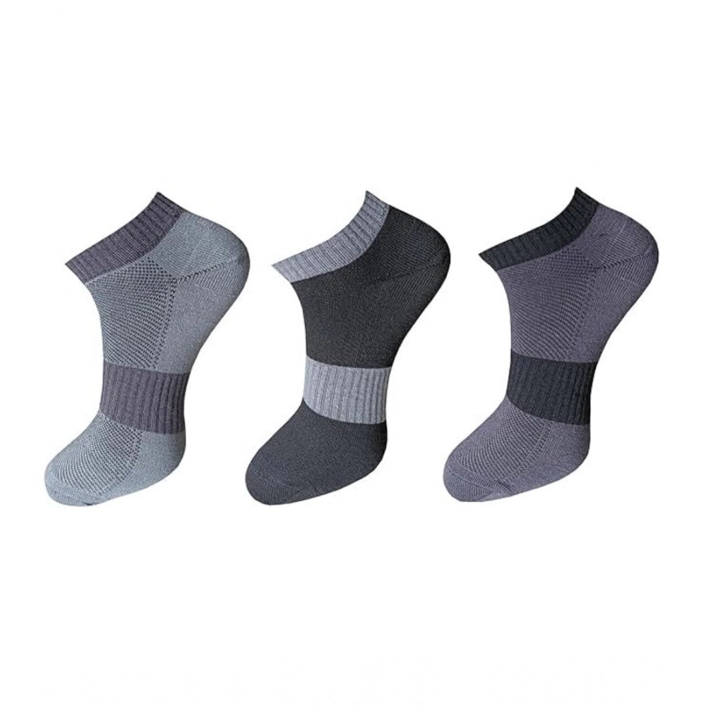 Generic 3_Pair Set Unisex Casual Cotton Solid Ankle Length Socks (Multicolor)