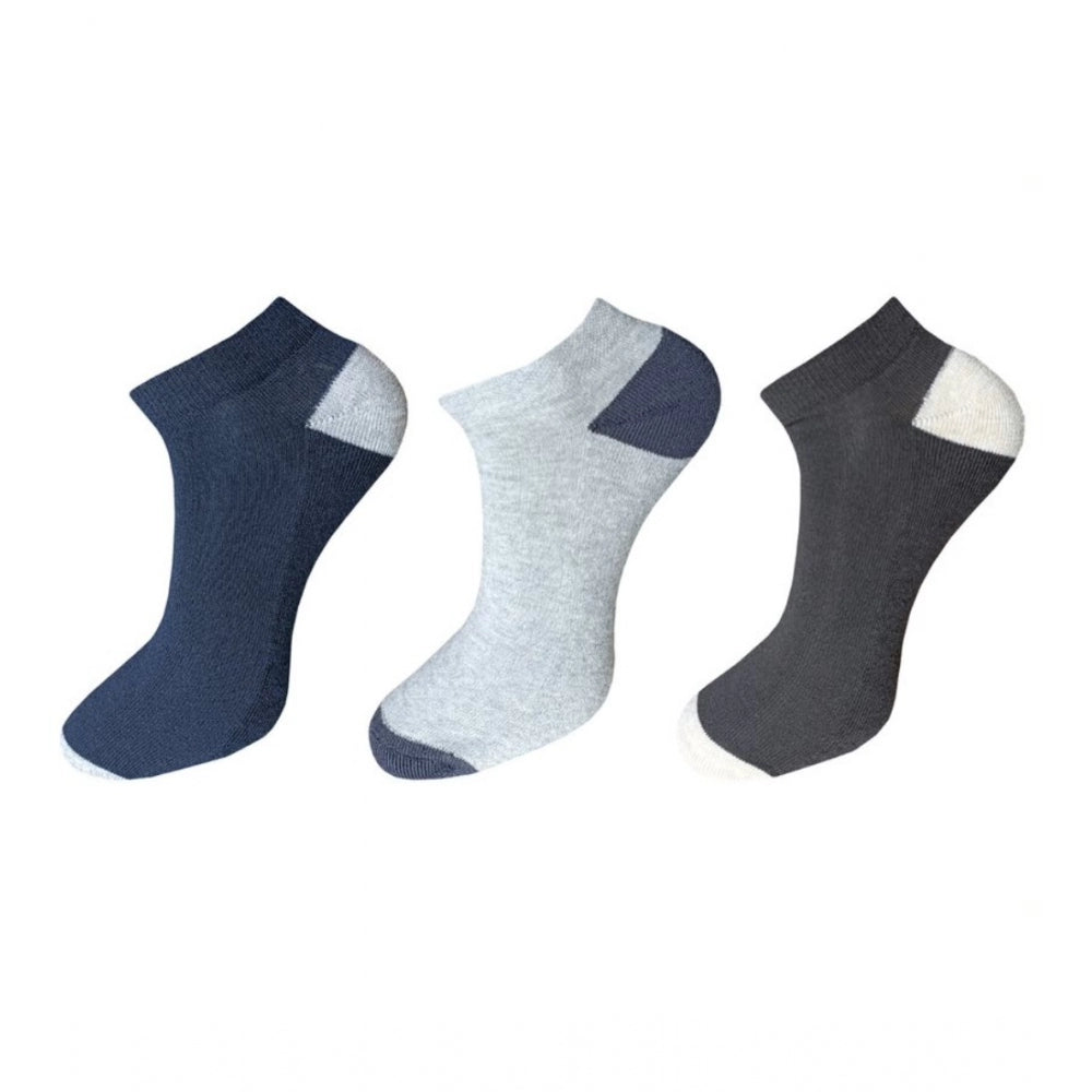 Generic 3_Pair Set Unisex Casual Cotton Solid Ankle Length Socks (Multicolor)