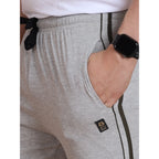 Generic Men's Casual Cotton Striped Full Length Track Pant (Greymelange)
