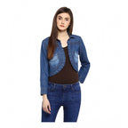 Generic Women's Denim Pleated 3-4th Sleeves Shrug (Blue)