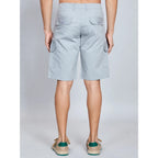 Generic Men's Casual Cotton Solid Knee Length Cargo Shorts (Grey)