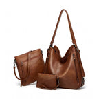 Generic Women's PU Leather Medium Shoulder Zipper Handbag (Brown)