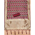 Generic Women's Banarasi Silk Printed Unstitched Salwar Suit Material With Dupatta (Maroon, 3Mtrs)
