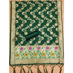 Generic Women's Banarasi Silk Printed Unstitched Salwar Suit Material With Dupatta (Green, 3Mtrs)
