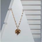 Generic Women's Stainless Steel Leaf Pendent Delicate Chain (Gold Plated)