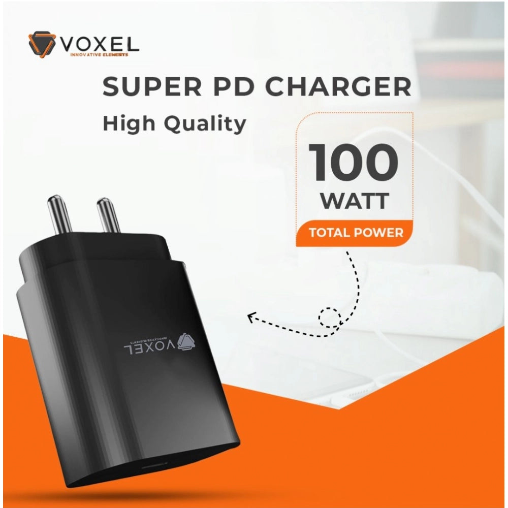 Generic VOXEL 100 Watt ' C ' Port PD Fast Charger AB Plastic (Black)