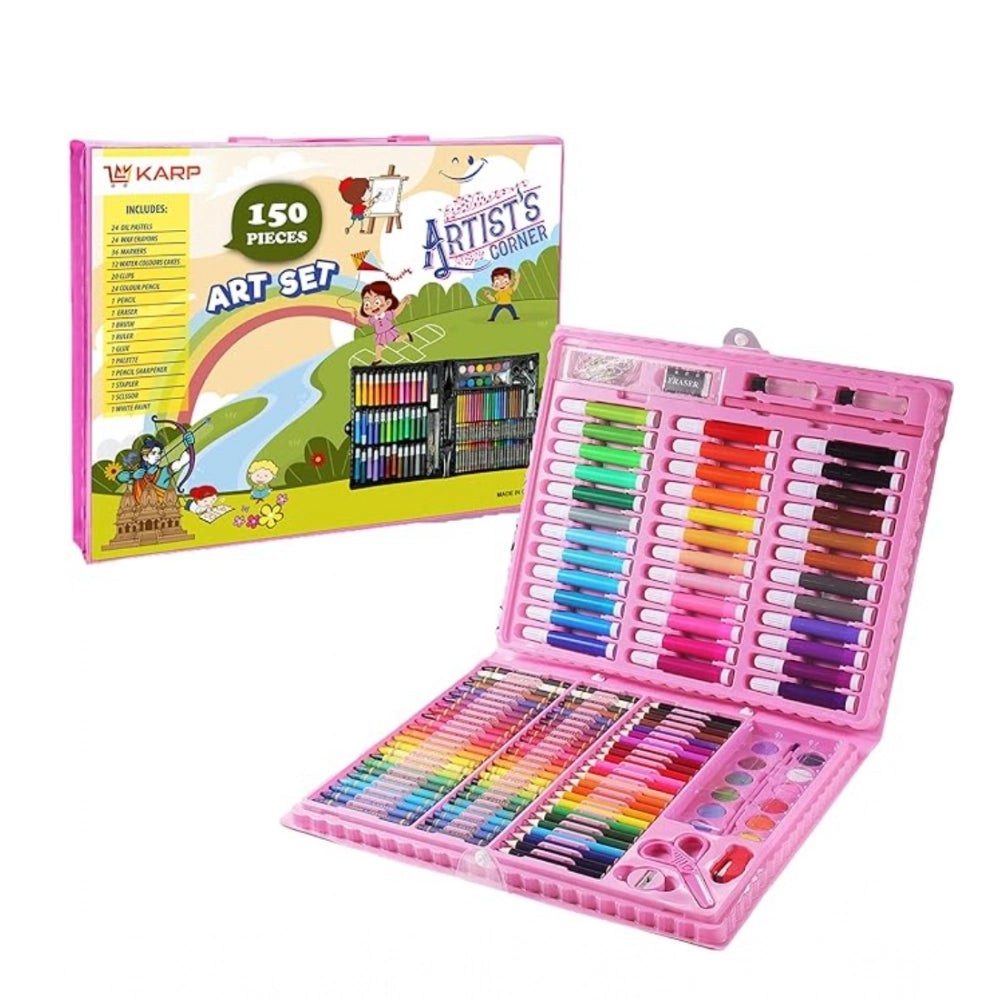 Generic Plastic Deluxe Art Drawing Set For Kids Drawing And Painting 150Pcs Set (Multicolor)
