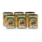 Generic Steel Meenakari Peacock Design Decorative Glass Set (Gold)