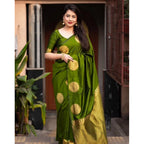 Generic Women's Silk Printed Saree With Unstitched Blouse 5.5Mtr (Green)