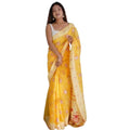 Generic Women's Cotton  Printed Saree With Unstitched Blouse 5.5Mtr (Yellow)