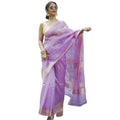 Generic Women's Cotton  Printed Saree With Unstitched Blouse 5.5Mtr (Lavender)