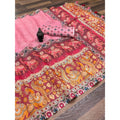 Generic Women's linen Digital Print Saree With Unstitched Blouse 5.5Mtr (Pink)
