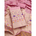 Generic Women's Banarasi Silk Printed Unstitched Salwar Suit Material With Dupatta (Light Pink, 3Mtrs)