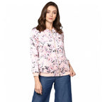Generic Women's Satin Floral 3/4th Sleeve Jacket (Light Pink)