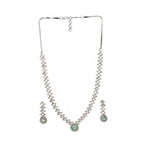 Generic Women's Brass Silver Plated Necklace set (Turquoise)