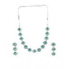 Generic Women's Brass Silver Plated Necklace set (Green)