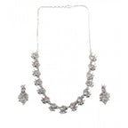 Generic Women's Brass Silver Plated Necklace set (Pink)