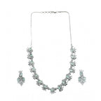 Generic Women's Brass Silver Plated Necklace set (Turquoise)