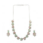 Generic Women's Brass Silver Plated Necklace set (Multicolor)