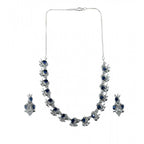 Generic Women's Brass Silver Plated Necklace set (Blue)