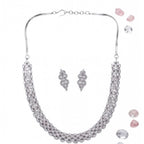 Generic Women's Brass Silver Plated Necklace set (Silver)