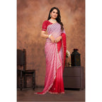 Generic Women's Chiffon Embroidred Saree With Unstitched Blouse 5.5Mtr (Pink)