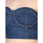 Generic Women's Casual Denim Sleeveless Bluster Top (Blue)