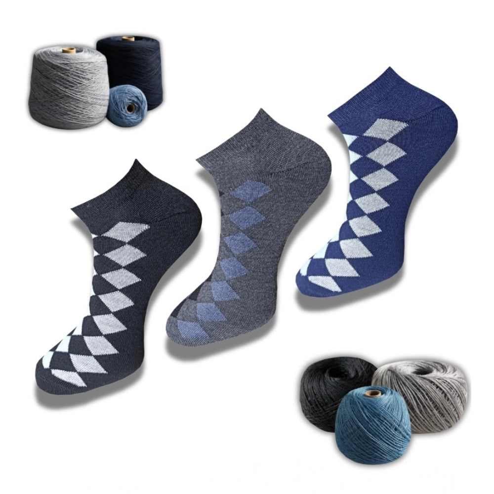 Generic 3_Pair Set Unisex Casual Cotton Printed Low Cut Socks (Multicolor)