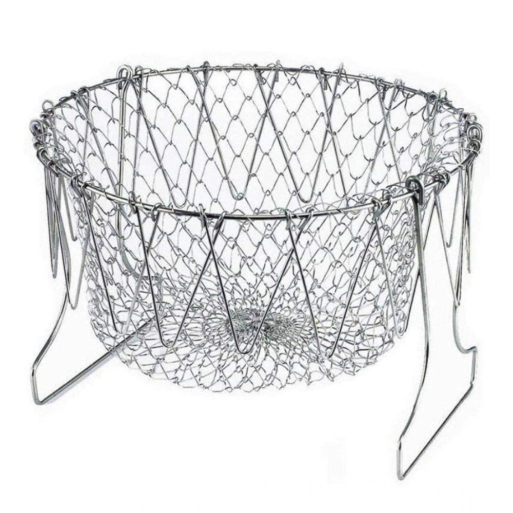 Generic Foldable Chef Basket – Multi-Function Strainer And Steamer (Color: Assorted )