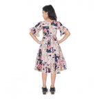 Generic Girl's Shiffon Printed Half Sleeve Round Neck Dress (Peach)