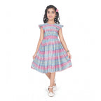 Generic Girl's Lycra Printed Sleeve Less Round Neck Dress (Multicolor)