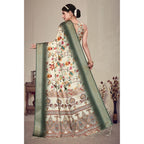Generic Women's Cotton Silk  Printed Saree With Unstitched Blouse 5.5Mtr (Green)